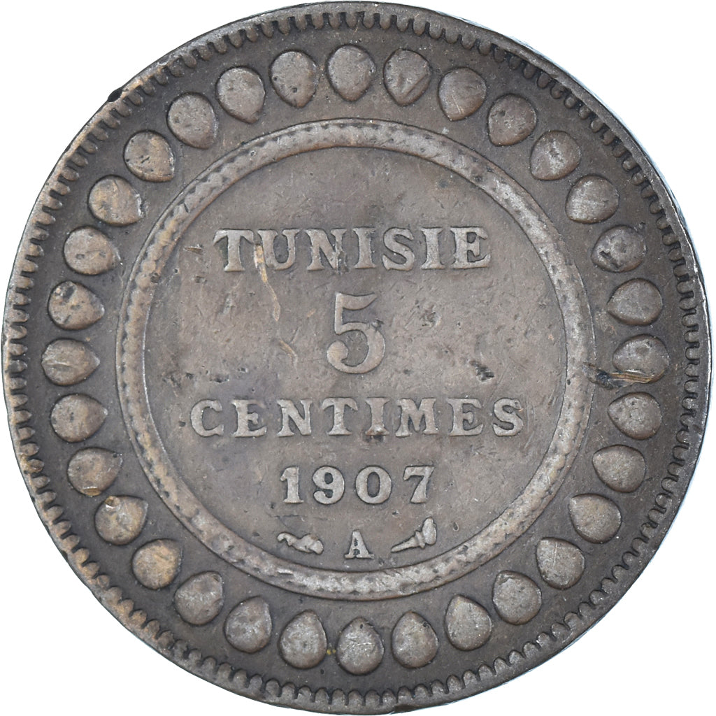 Coin, Tunisia, 5 Centimes, 1907