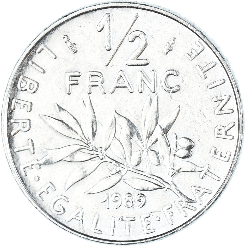 Monnaie, France, 1/2 Franc, 1989