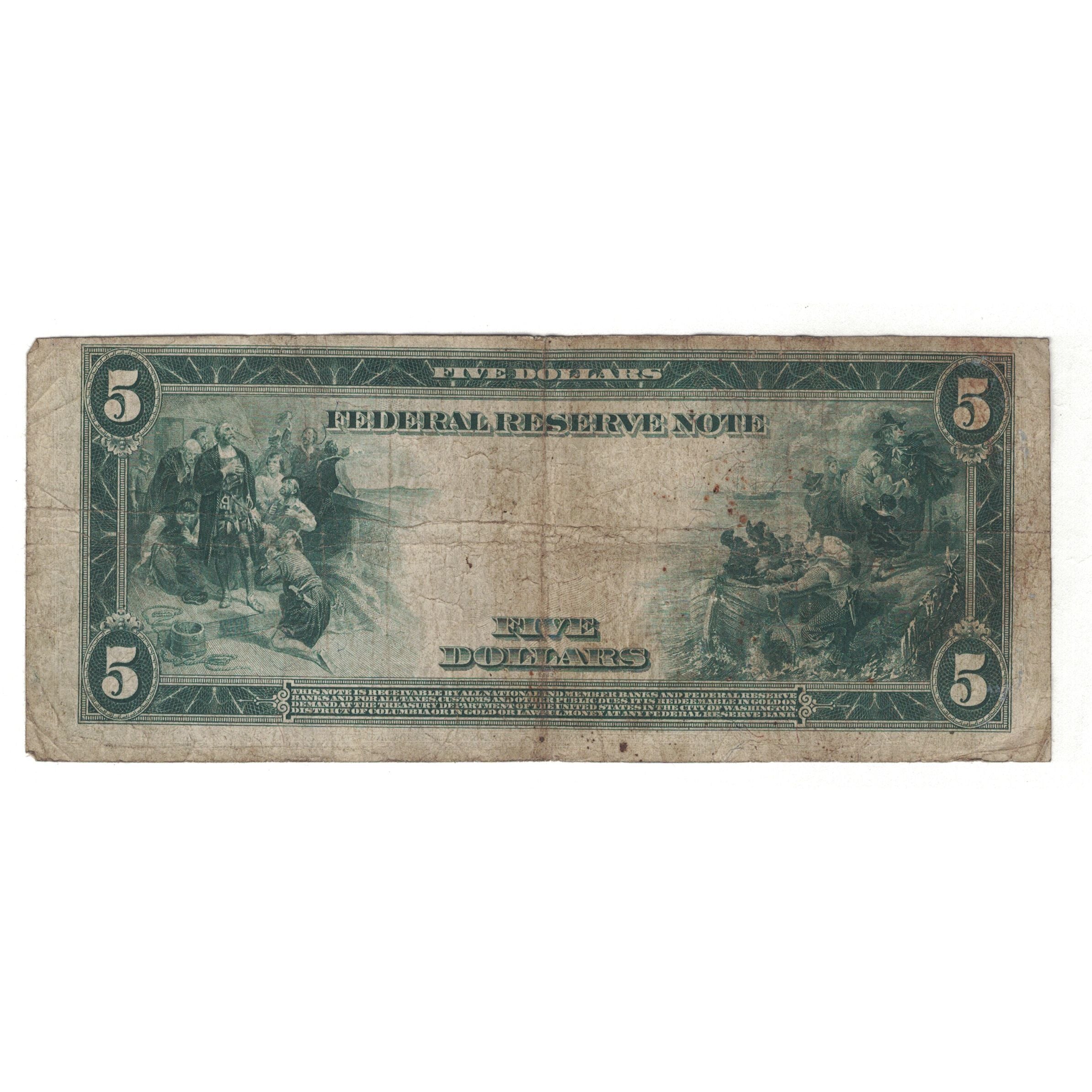 Billete, 5 Dollars, 1914, Estados Unidos de América, BC