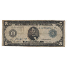 Banknot, Stany Zjednoczone Ameryki, 5 Dollars, 1914, VF(20-25)