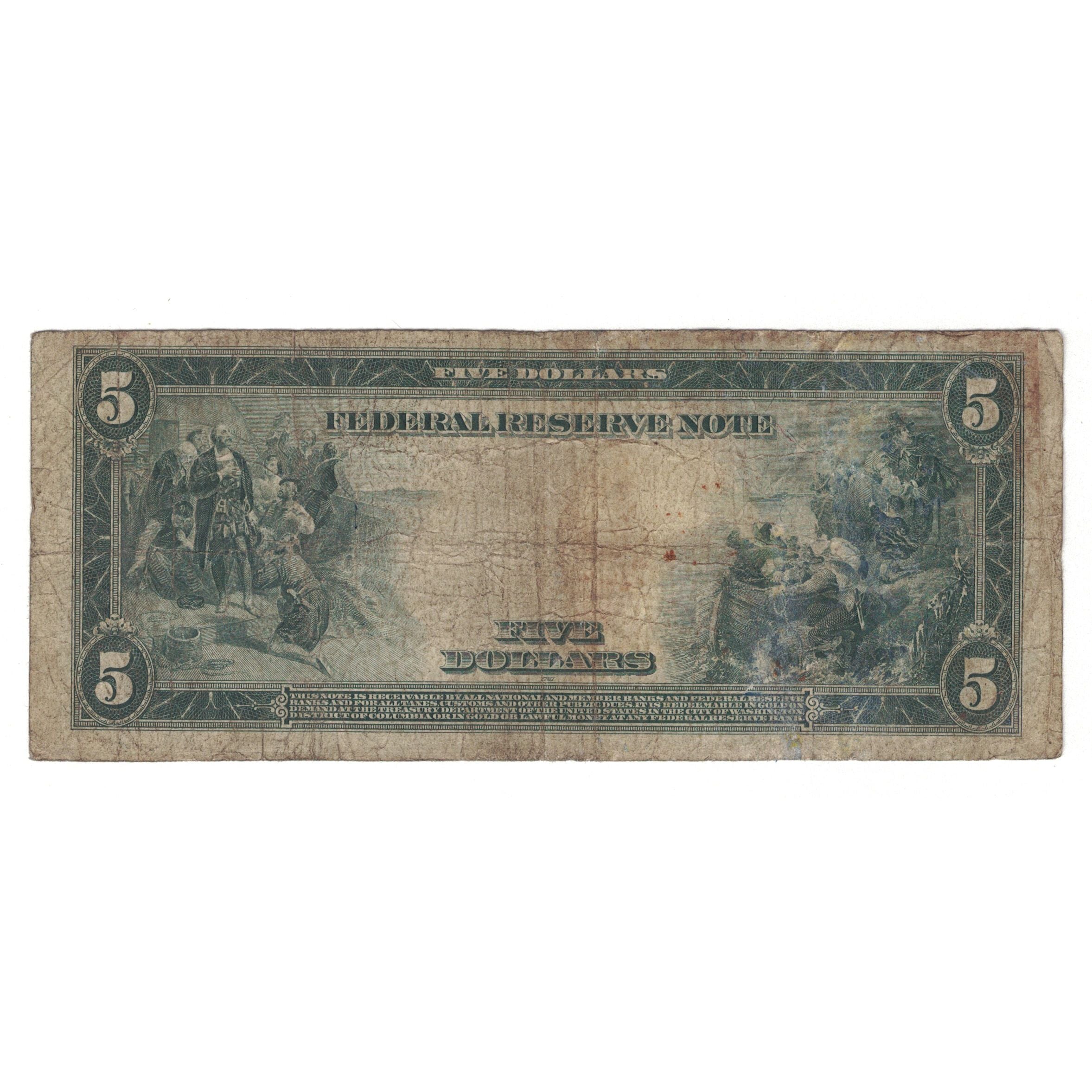 Billete, 5 Dollars, 1914, Estados Unidos de América, BC