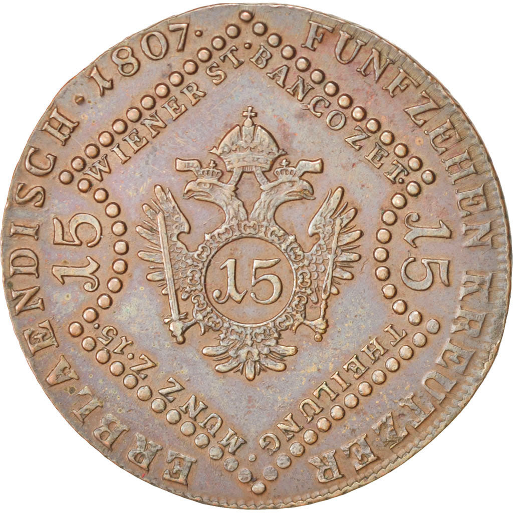 Austria 15 Kreuzer 1807 KM:2138 EF(40-45) Copper 35.12