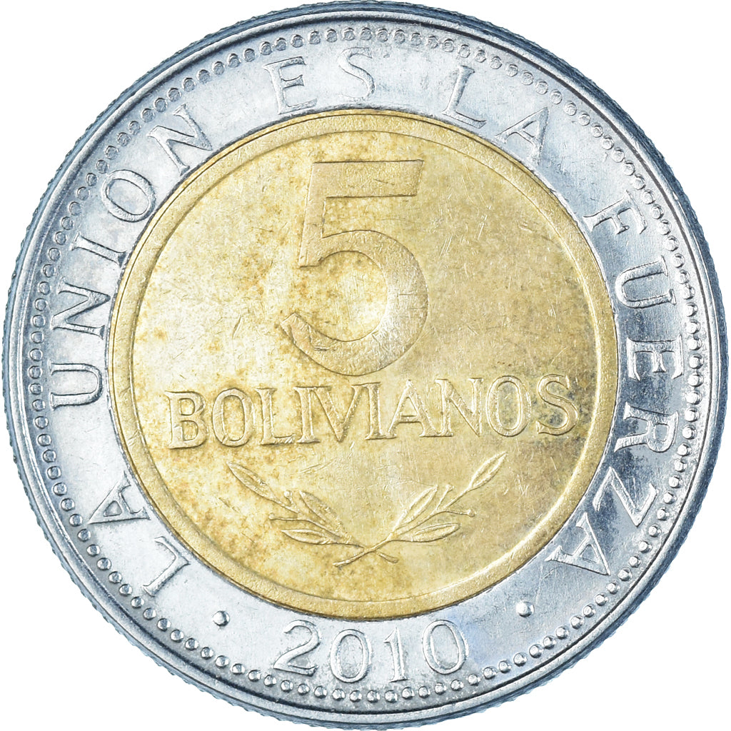 Moeda, Bolívia, 5 Bolivianos, 2010