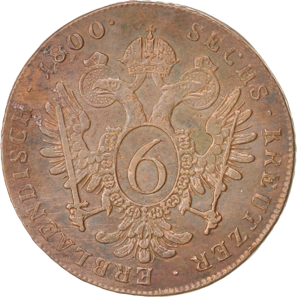 Austria, Franz II (I), 6 Kreuzer, 1800, BB, Rame, KM:2128
