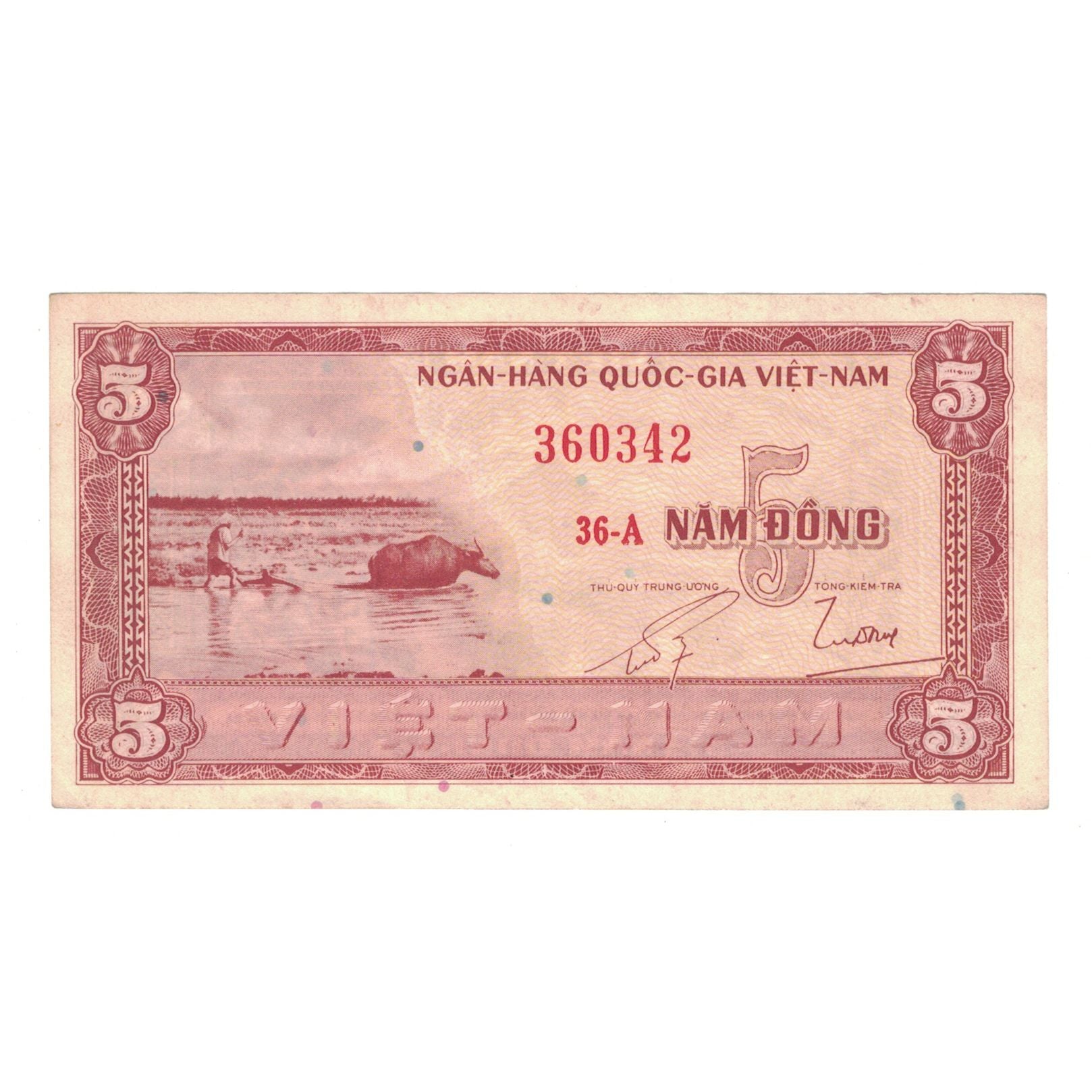 Banconote, Vietnam del Sud, 5 D<ox>ng, Undated (1955), KM:13a, BB