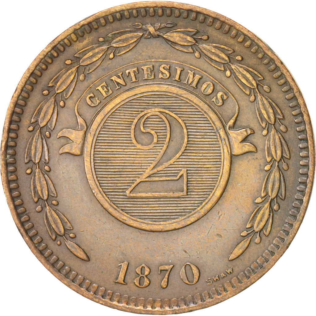 Paraguay, 2 Centesimos, 1870, BB, Rame, KM:3