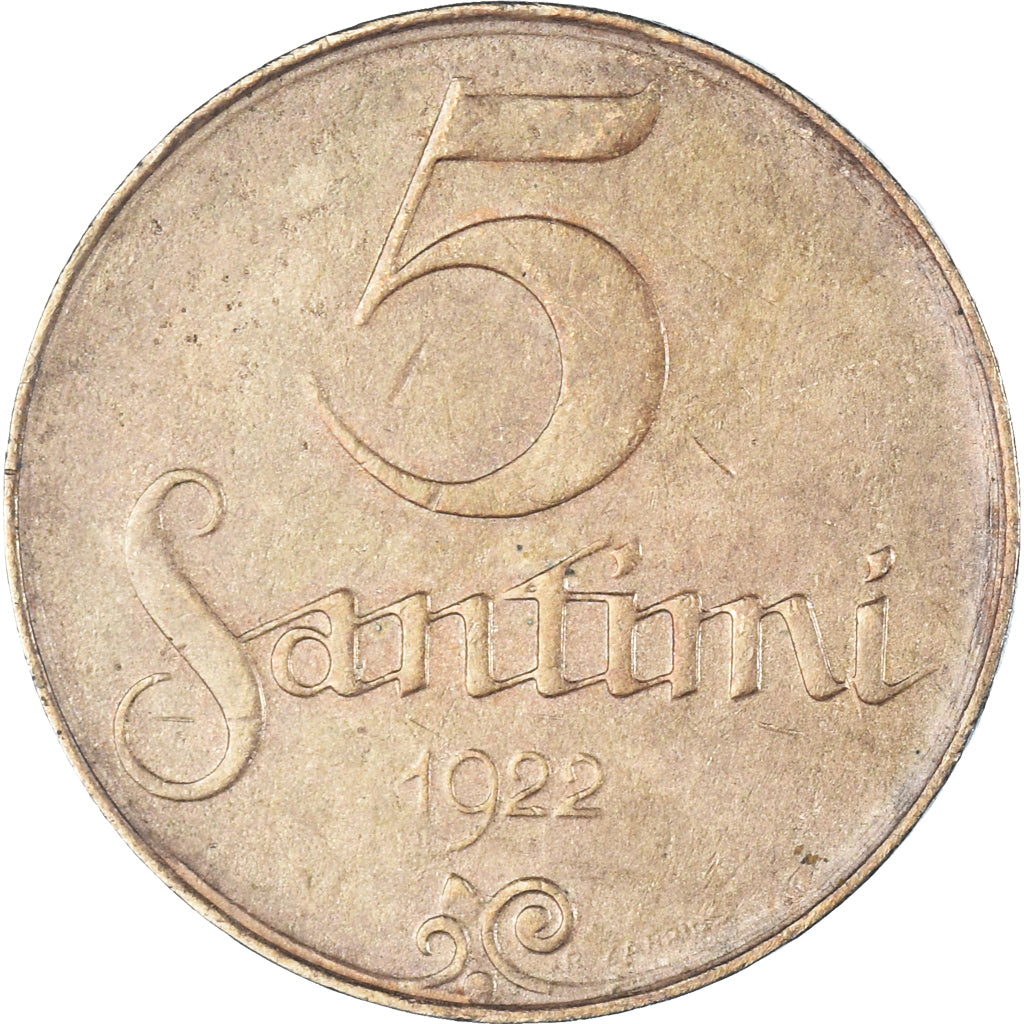 Monnaie, Lettonie, 5 Santimi, 1922