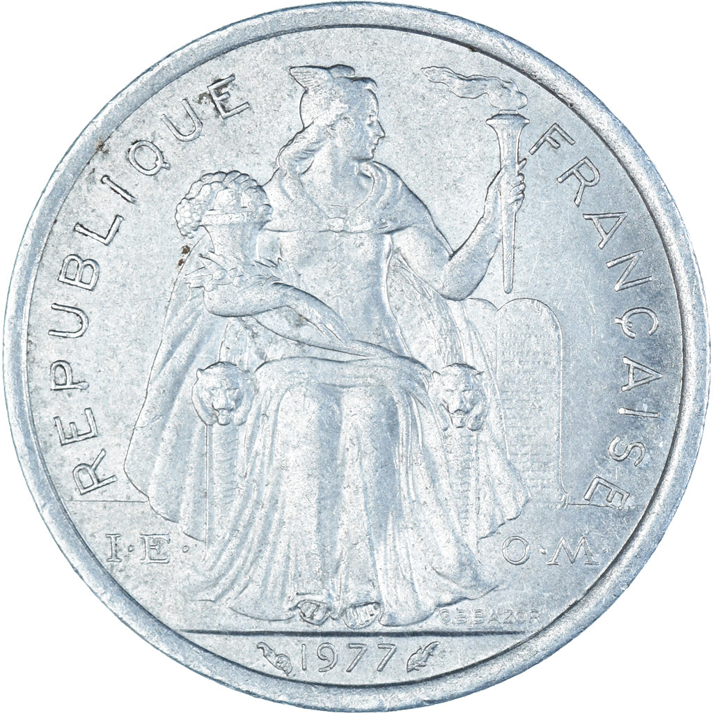 Monnaie, Polynésie française, 2 Francs, 1977