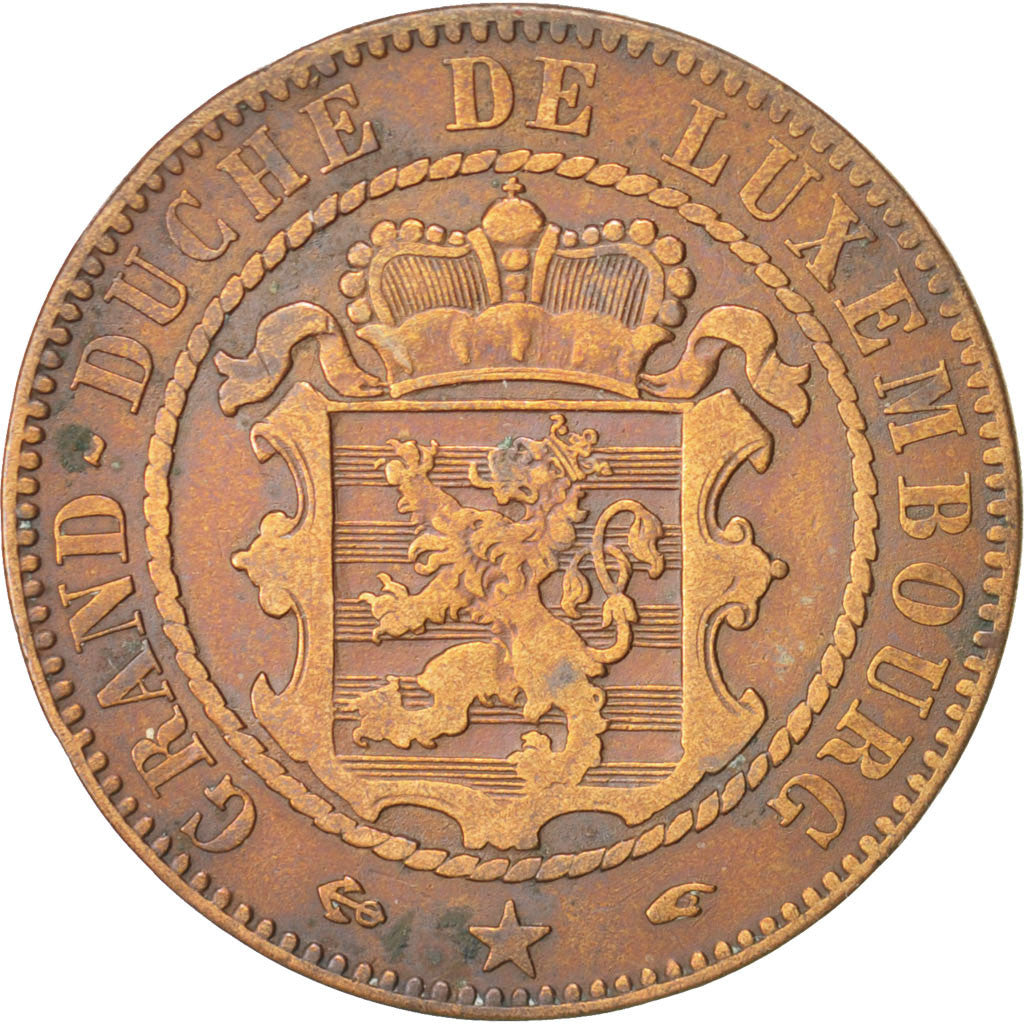 Luxembourg, 10 Centimes, 1855, Paris, KM:23.2, Bronze