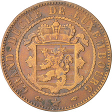 Lussemburgo, William III, 10 Centimes, 1855, Paris, BB, Bronzo, KM:23.2