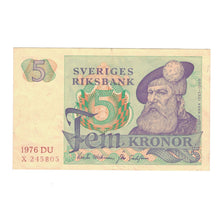 Nota, Suécia, 5 Kronor, 1976, KM:51c, EF(40-45)