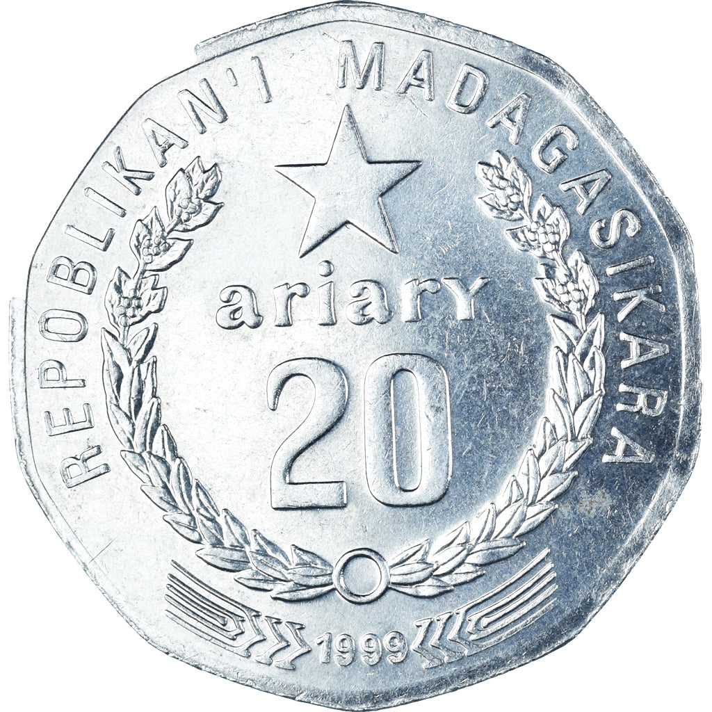 Coin, Madagascar, 20 Ariary, 1999