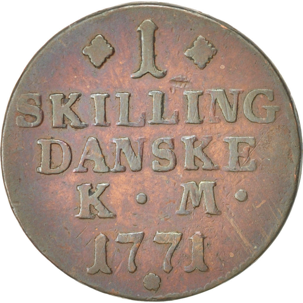 Norway, Skilling, 1771, Kongsberg, KM:245a, EF(40-45), Copper