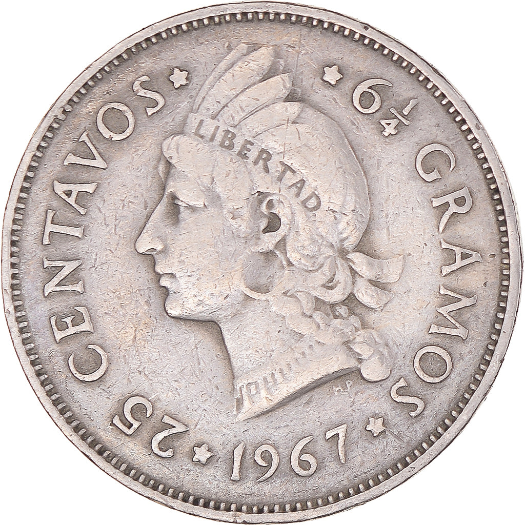 Monnaie, République Dominicaine, 25 Centavos, 1967