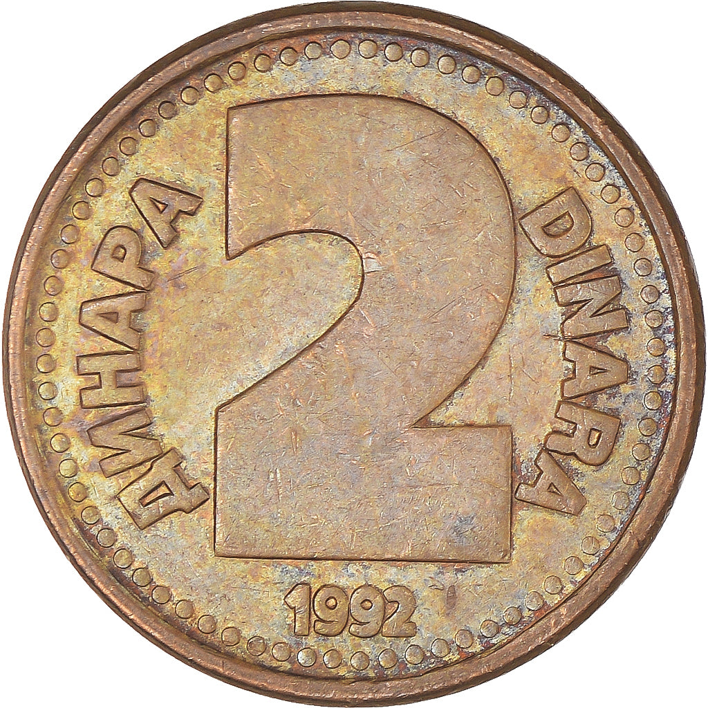 Monnaie, Yougoslavie, 2 Dinara, 1992