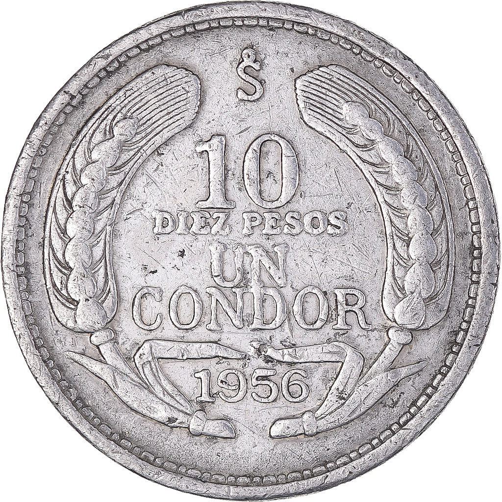 Monnaie, Chili, 10 Pesos, 1956