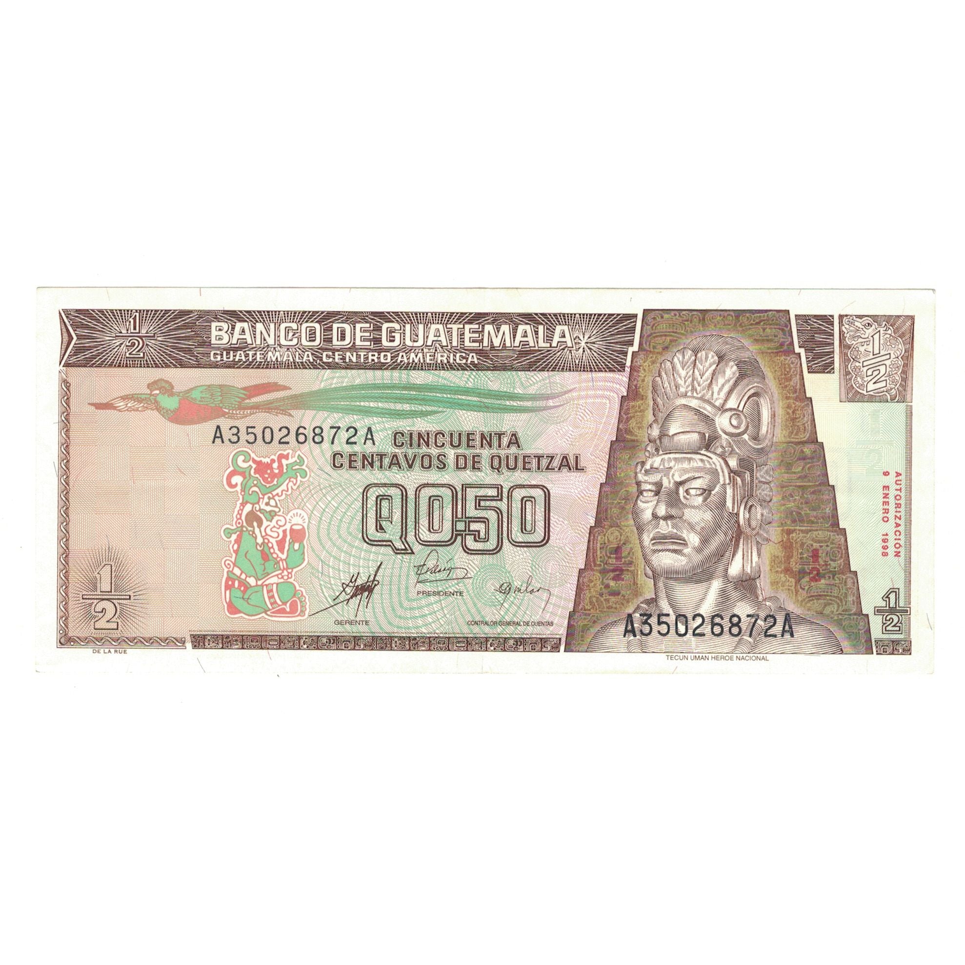 Billet, Guatemala, 1/2 Quetzal, 1998, 1998-01-09, KM:98, TTB+