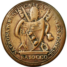 Moneda, Estados italianos, PAPAL STATES, Pius VII, Baiocco, 1801, BC+, Cobre