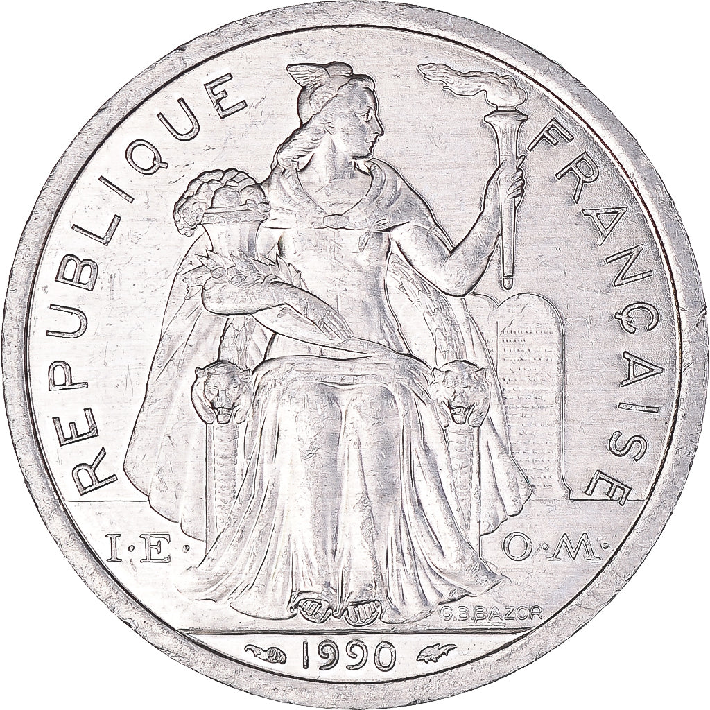 Moneta, Nuova Caledonia, 2 Francs, 1990