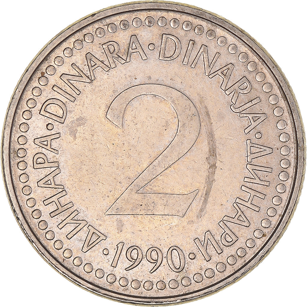 Monnaie, Yougoslavie, 2 Dinara, 1990