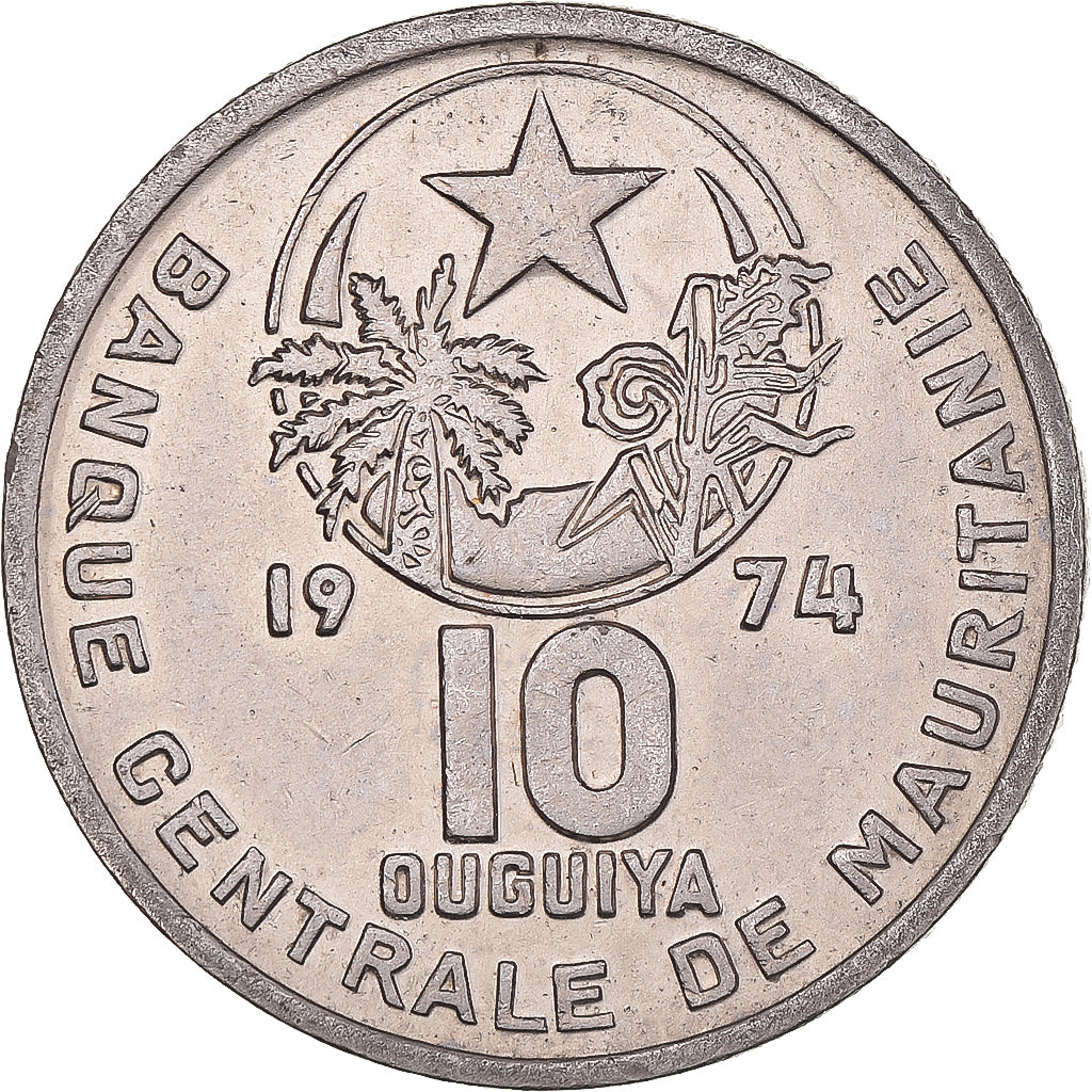 Coin, Mauritania, 10 Ouguiya, 1974