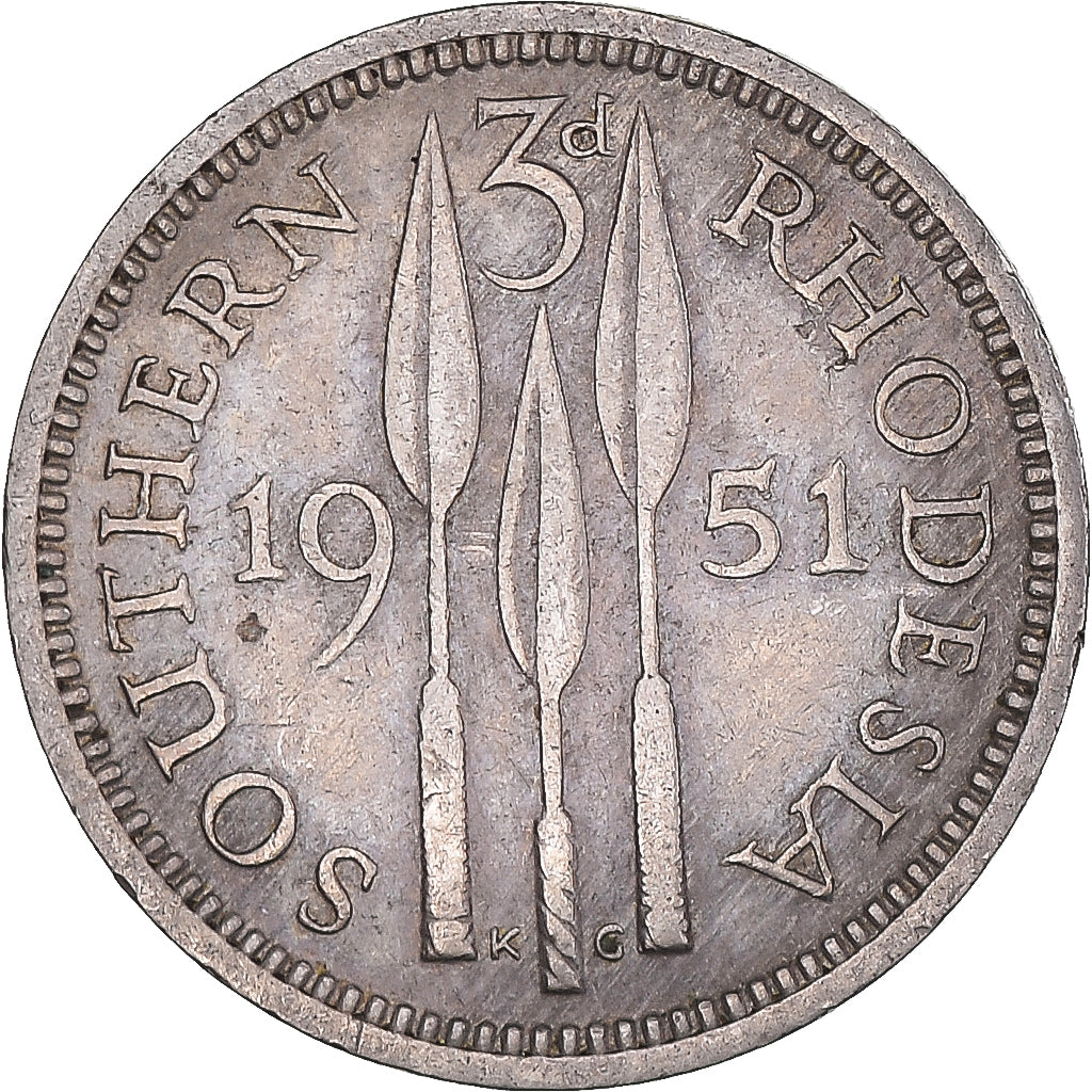Moeda, Rodésia, 3 Pence, 1951