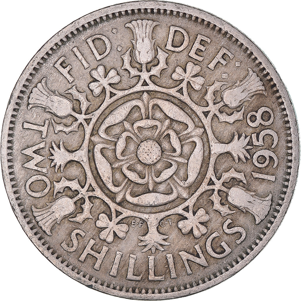 Monnaie, Grande-Bretagne, Florin, Two Shillings, 1958