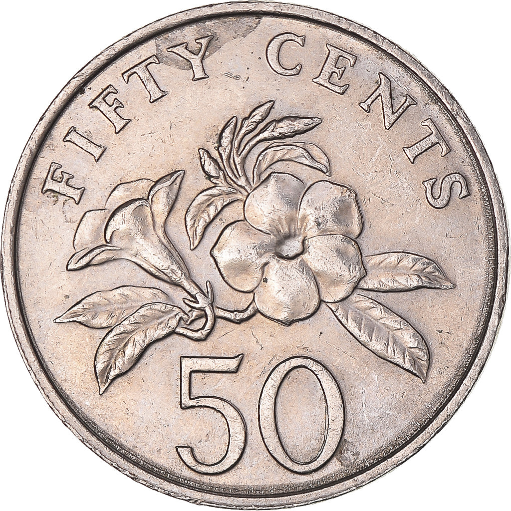 Coin, Singapore, 50 Cents, 1987
