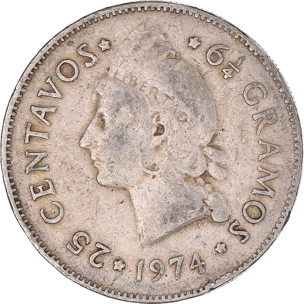 Moneta, Republika Dominikany, 25 Centavos, 1974