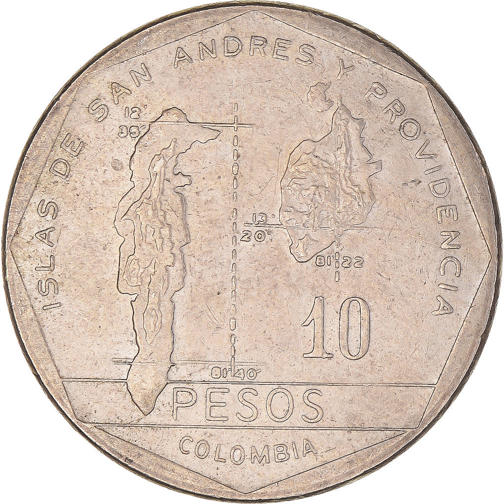 Moneda, Colombia, 10 Pesos, 1985