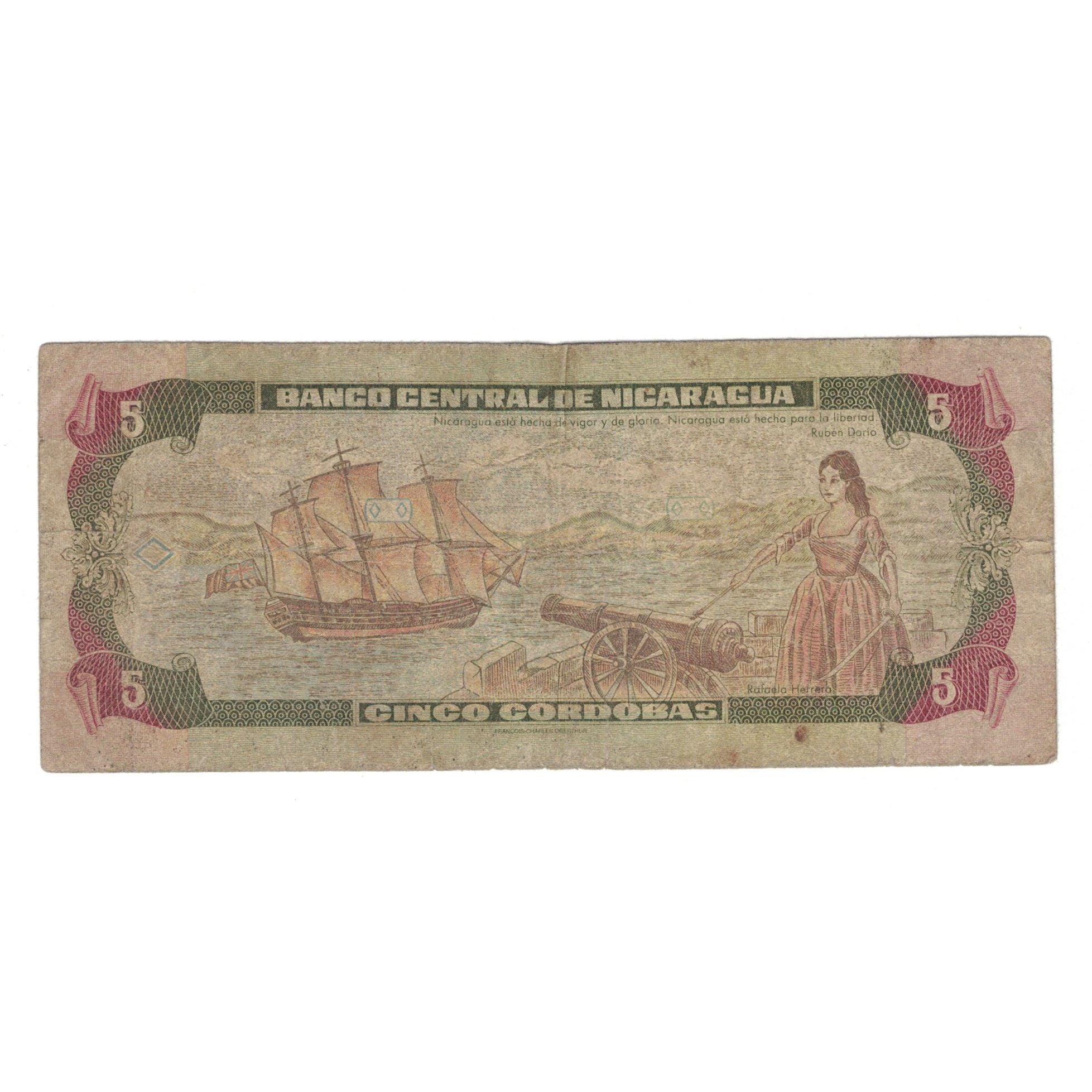 Banknote, Nicaragua, 5 Cordobas, 1995, KM:180, VG(8-10)
