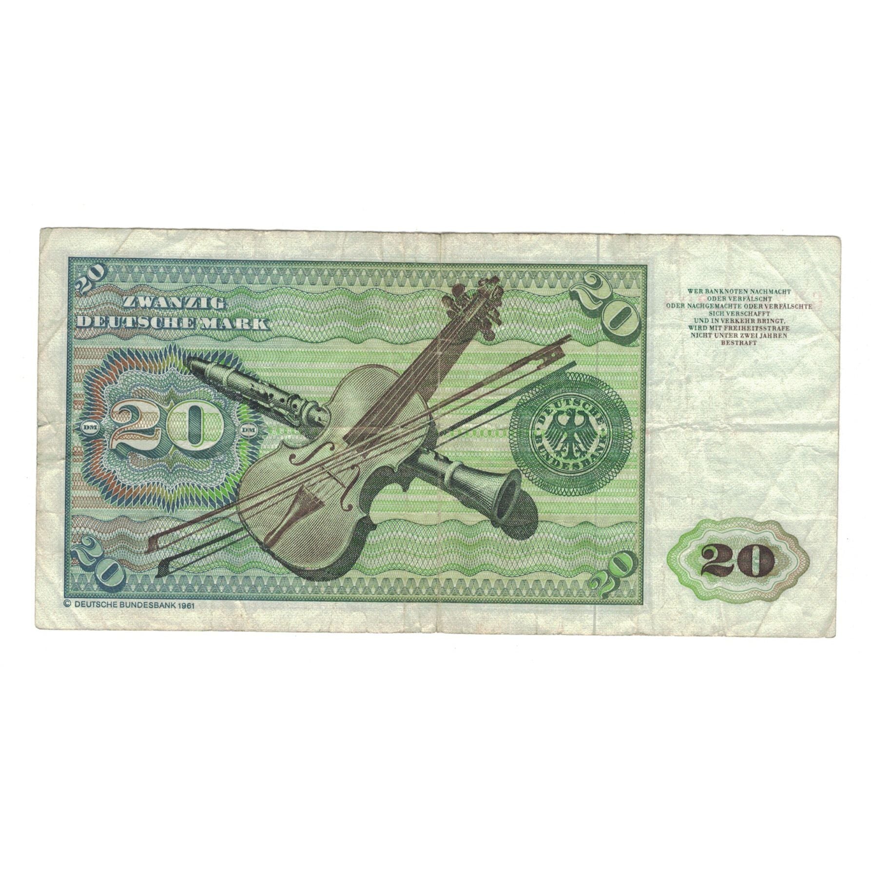 Geldschein, Bundesrepublik Deutschland, 20 Deutsche Mark, 1980, 1980-01-02, S+