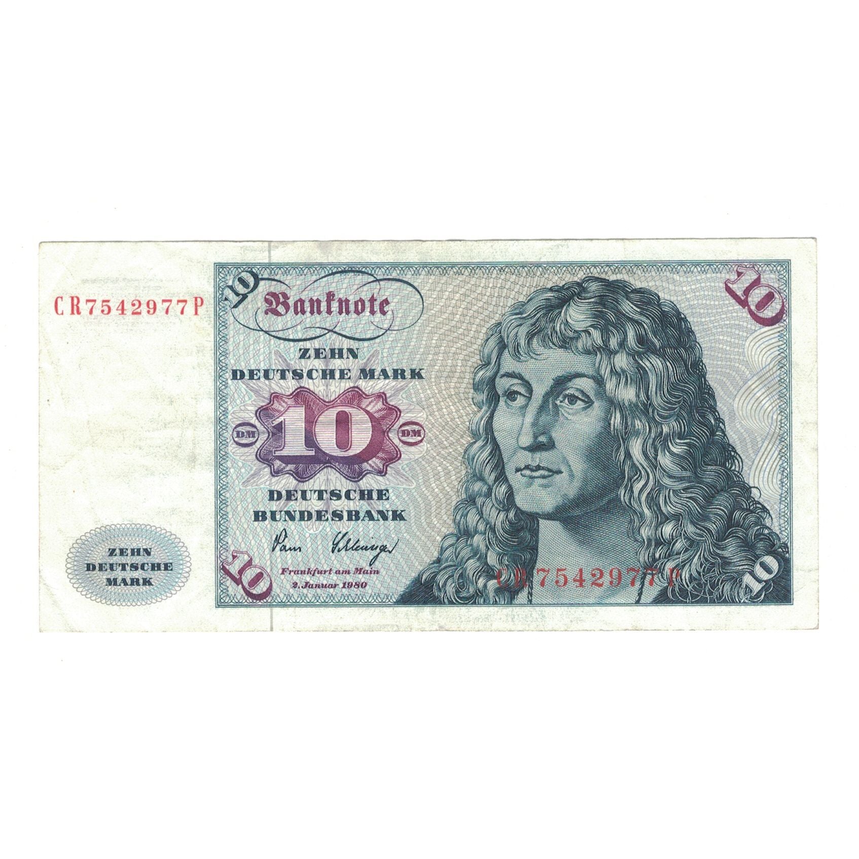 Billet, République fédérale allemande, 10 Deutsche Mark, 1980, 1980-01-02