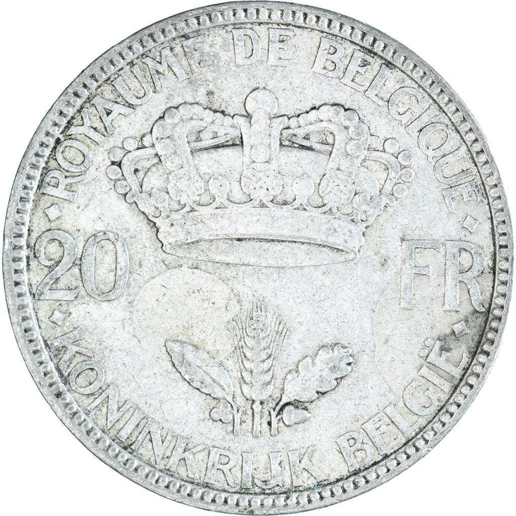 Moneda, Bélgica, 20 Francs, 20 Frank, 1935