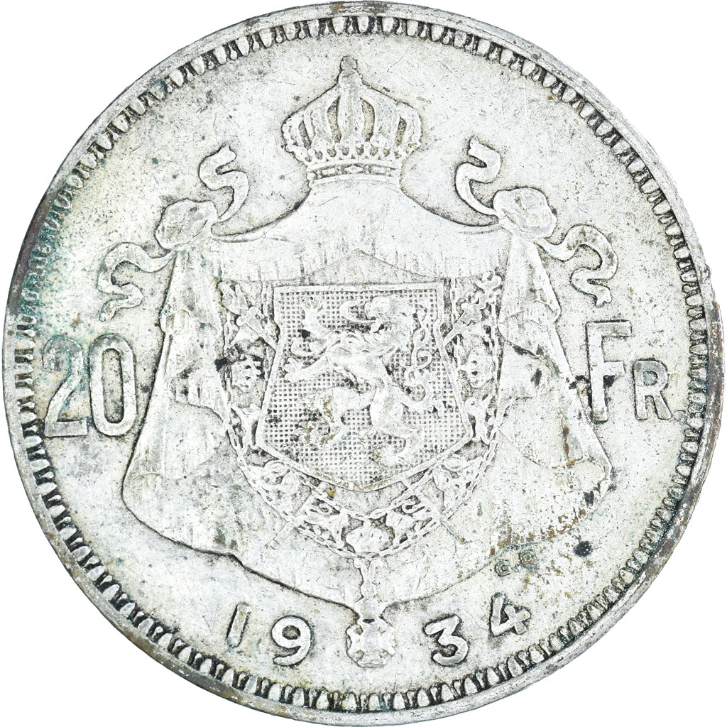 Coin, Belgium, 20 Francs, 20 Frank, 1934