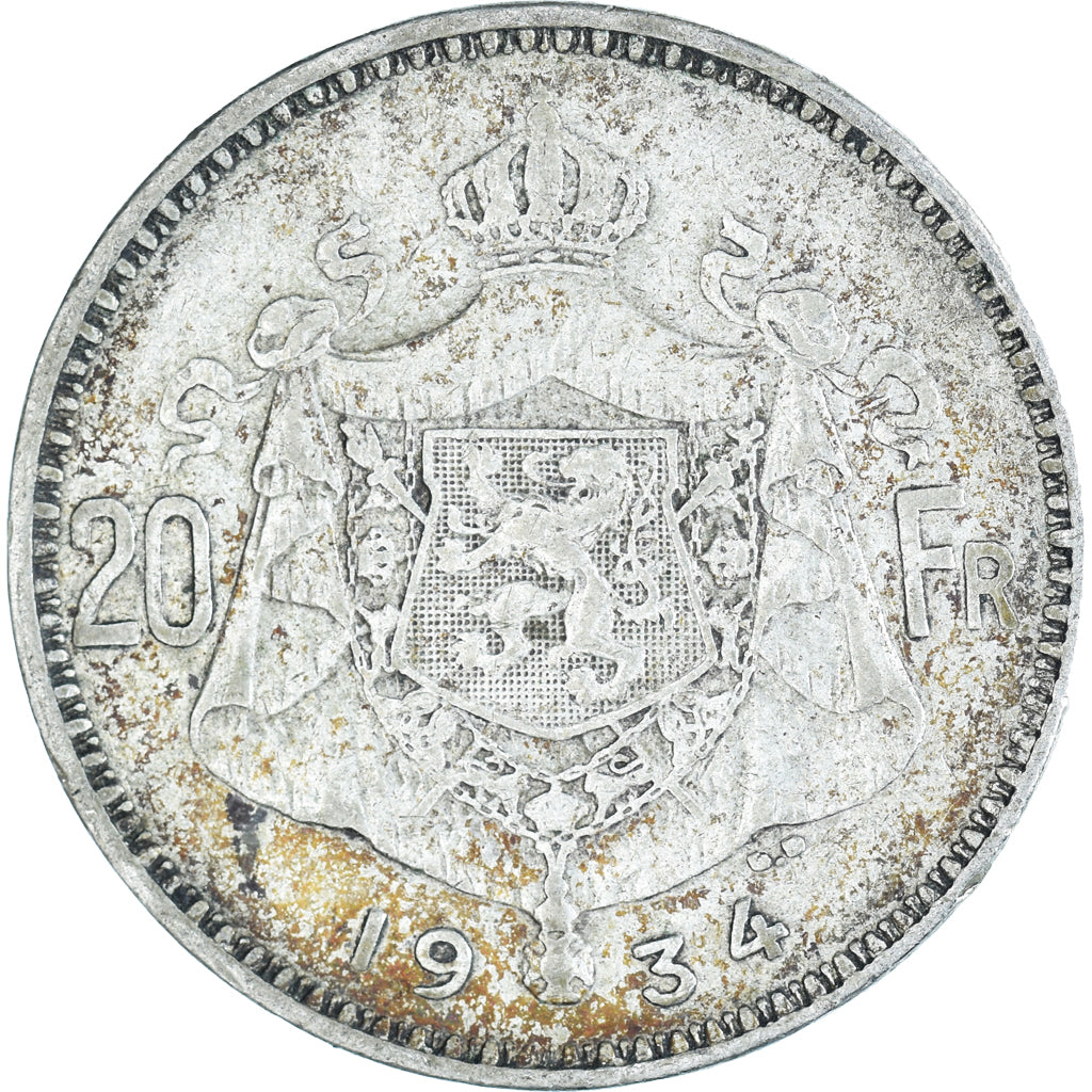 Coin, Belgium, 20 Francs, 20 Frank, 1934