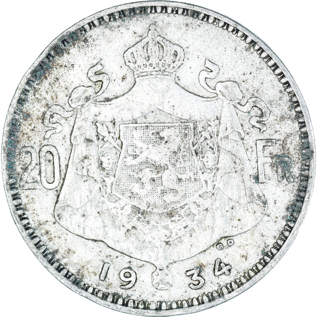 Coin, Belgium, 20 Francs, 20 Frank, 1934
