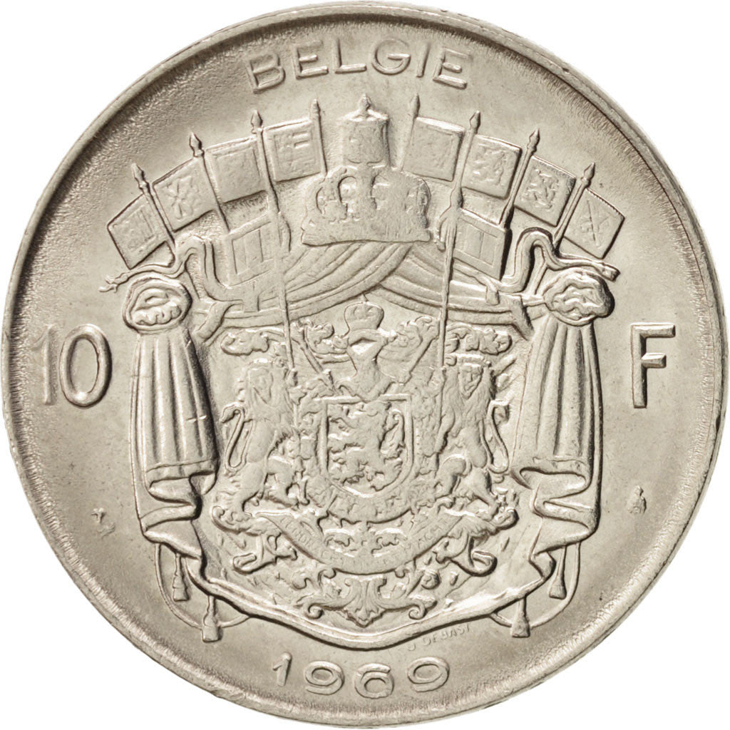 Belgio, 10 Francs, 10 Frank, 1969, Brussels, SPL-, Nichel, KM:156.1