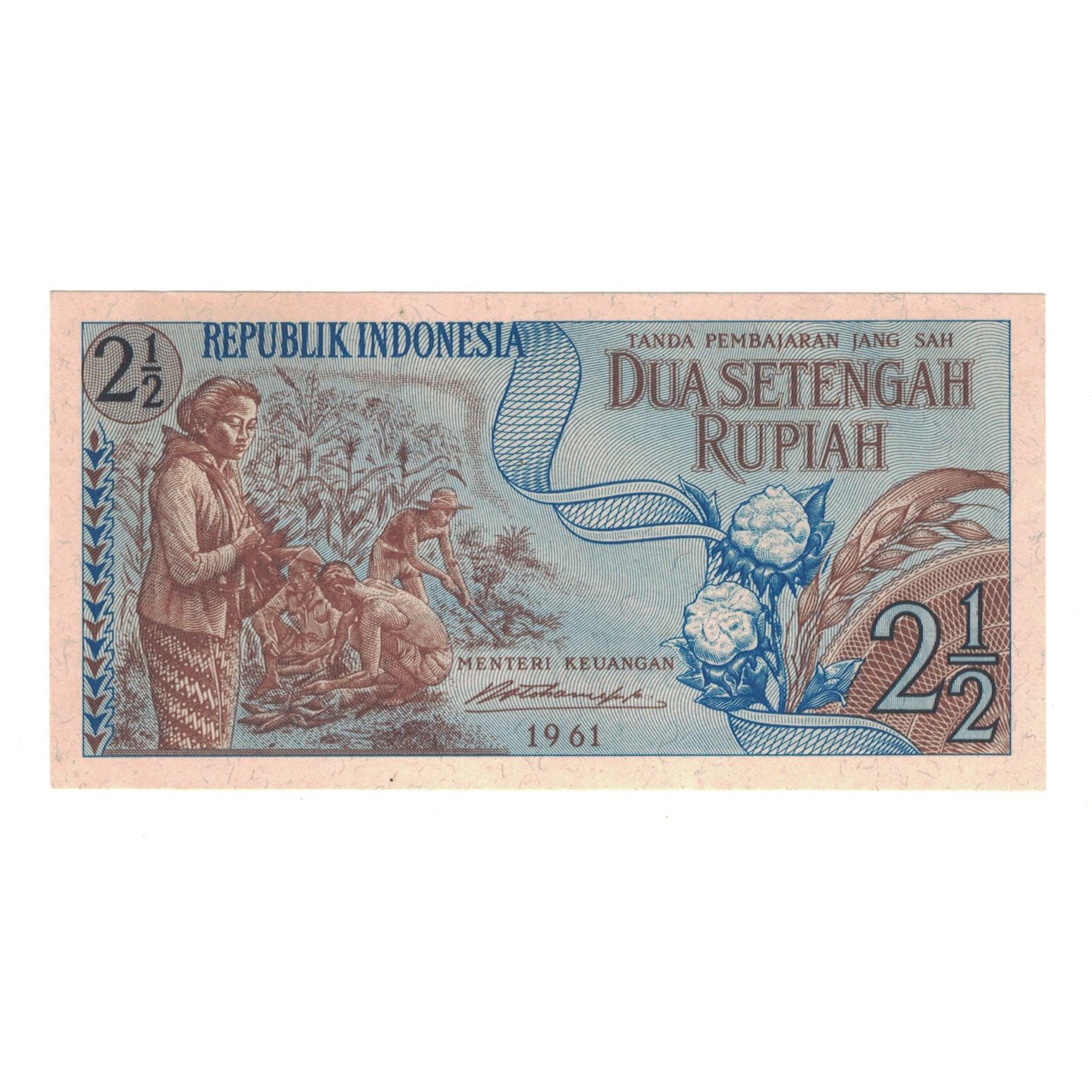 Geldschein, Indonesien, 2 1/2 Rupiah, 1961, KM:79b, UNZ