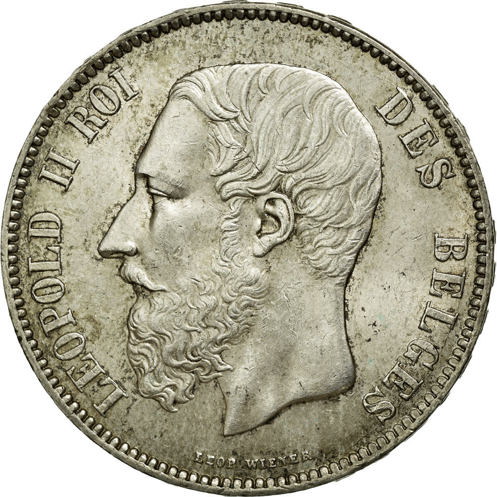 Coin, Belgium, Leopold II, 5 Francs, 5 Frank, 1871, AU(55-58), Silver, KM:24