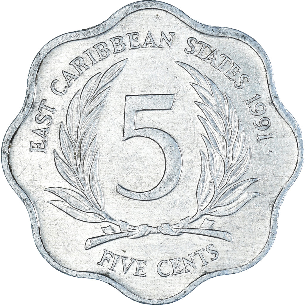 Coin, East Caribbean States, 5 Cents, 1991