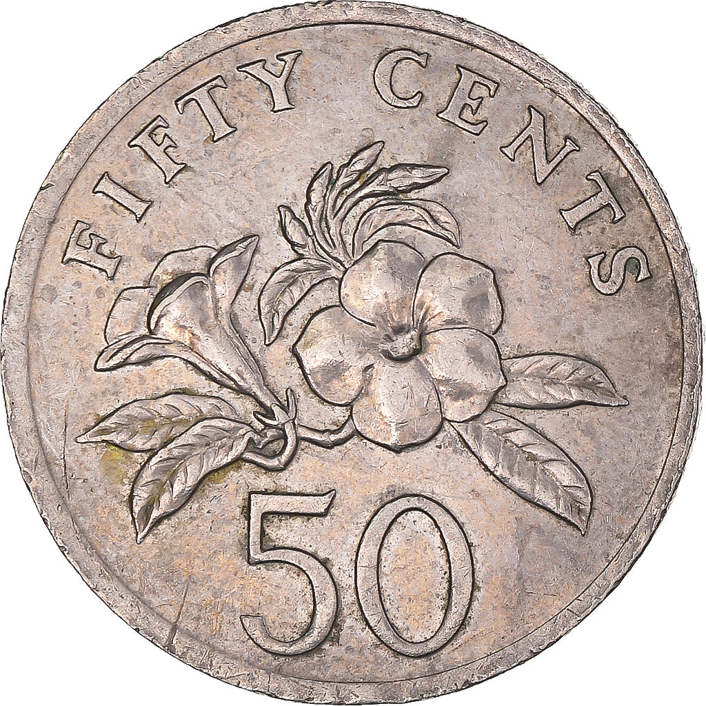 Coin, Singapore, 50 Cents, 1985