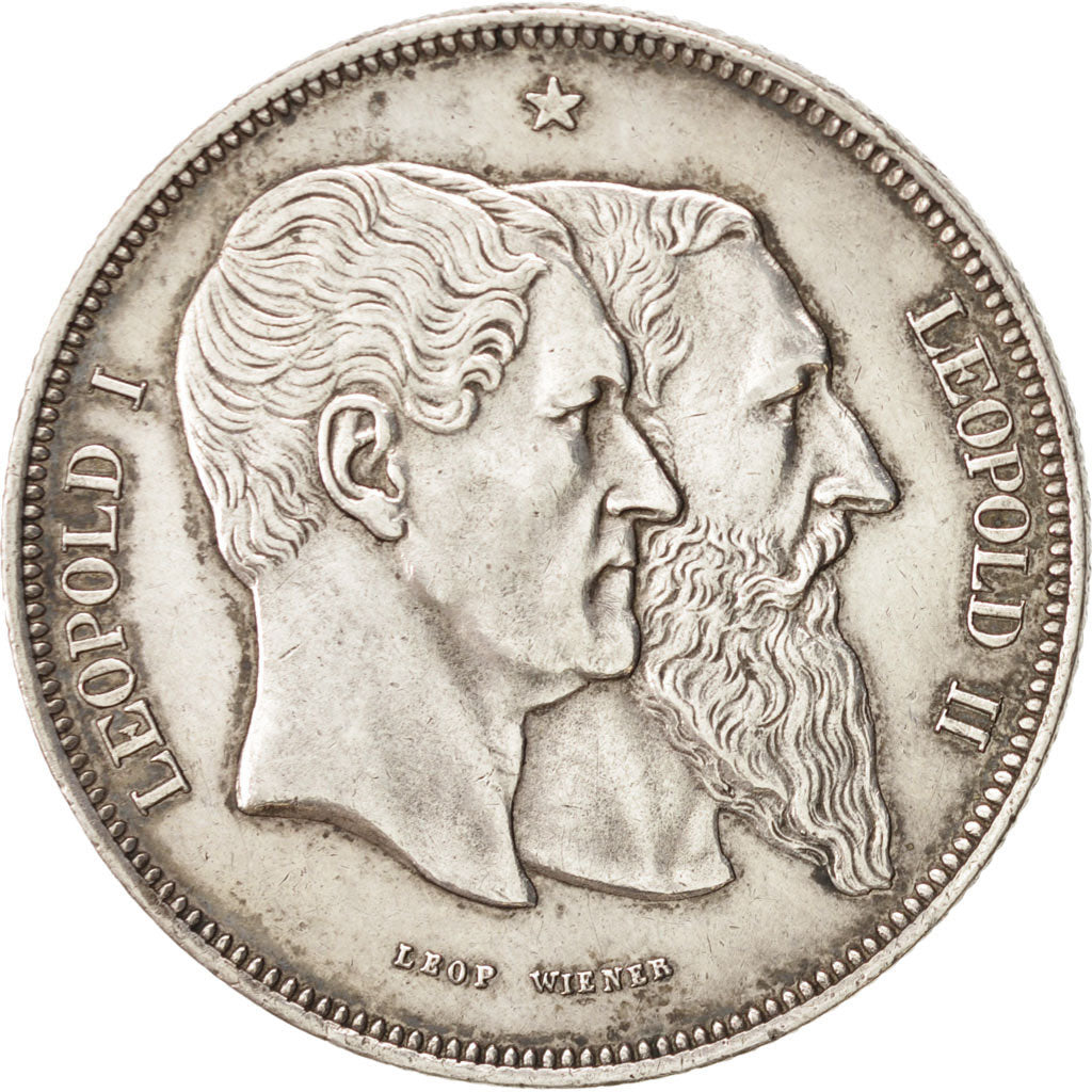Belgium, 5 Francs, 1880, KM:8, EF(40-45), Silver