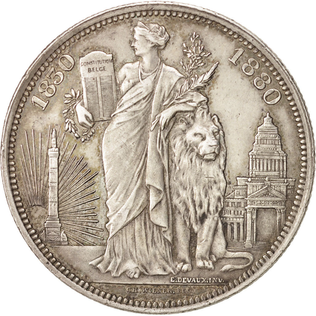 Belgium, 5 Francs, 1880, KM:8, EF(40-45), Silver