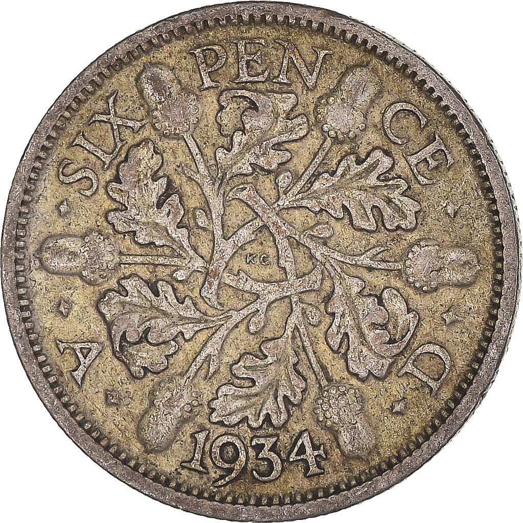 Coin, Great Britain, 6 Pence, 1934
