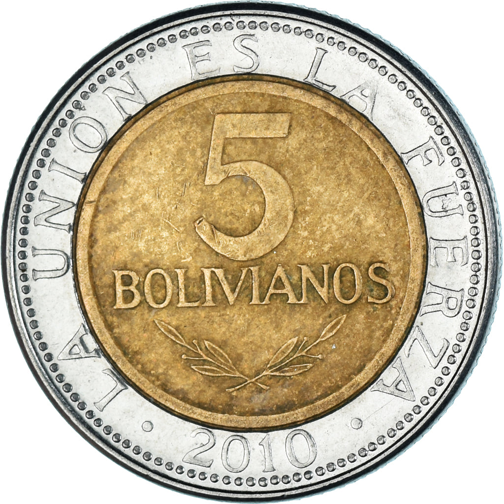 Coin, Bolivia, 5 Bolivianos, 2010