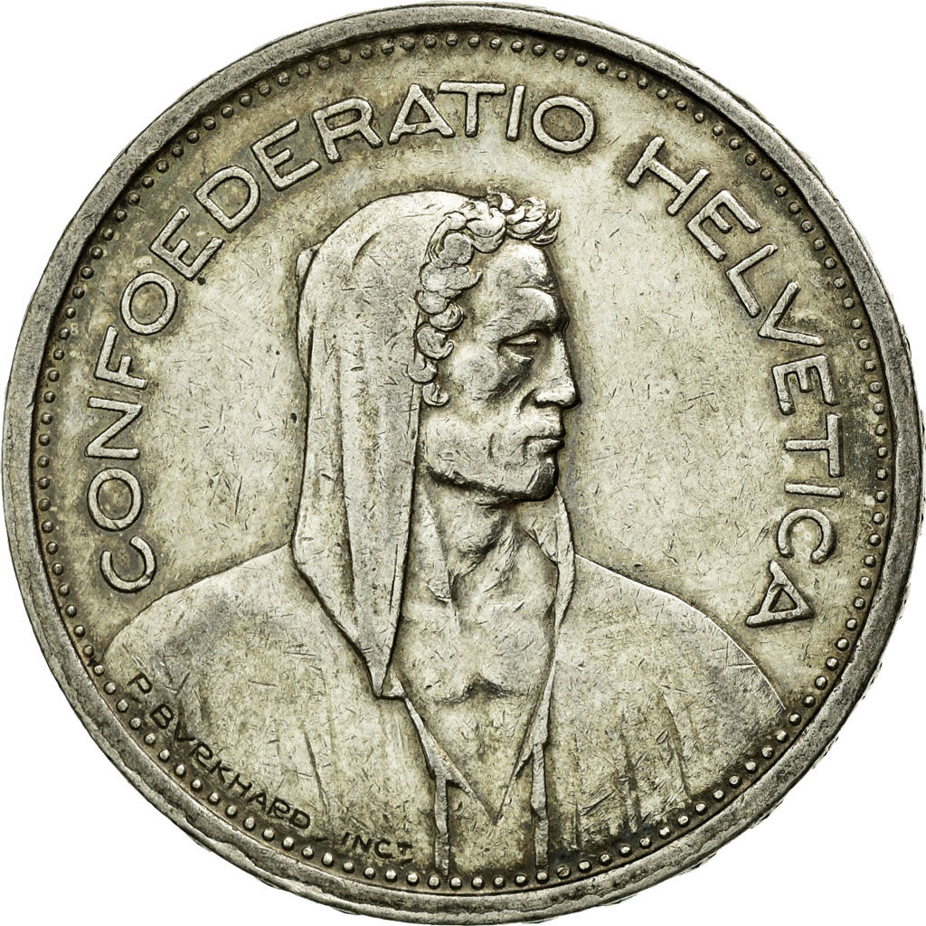 Coin, Switzerland, 5 Francs, 1954, Bern, EF(40-45), Silver, KM:40