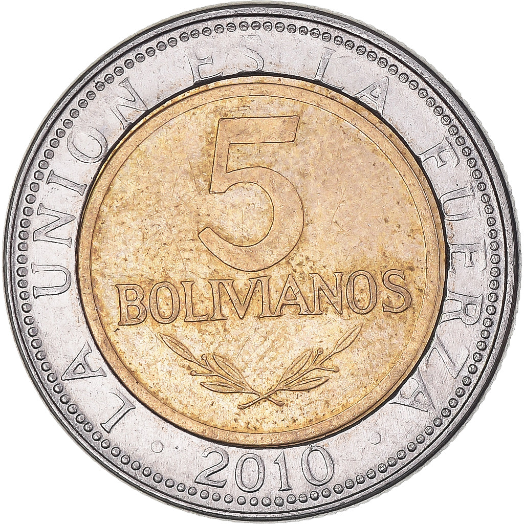 Coin, Bolivia, 5 Bolivianos, 2010