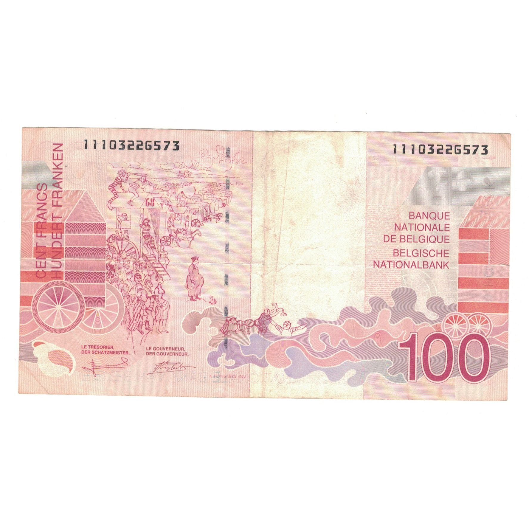 Nota, Bélgica, 100 Francs, KM:147, EF(40-45)