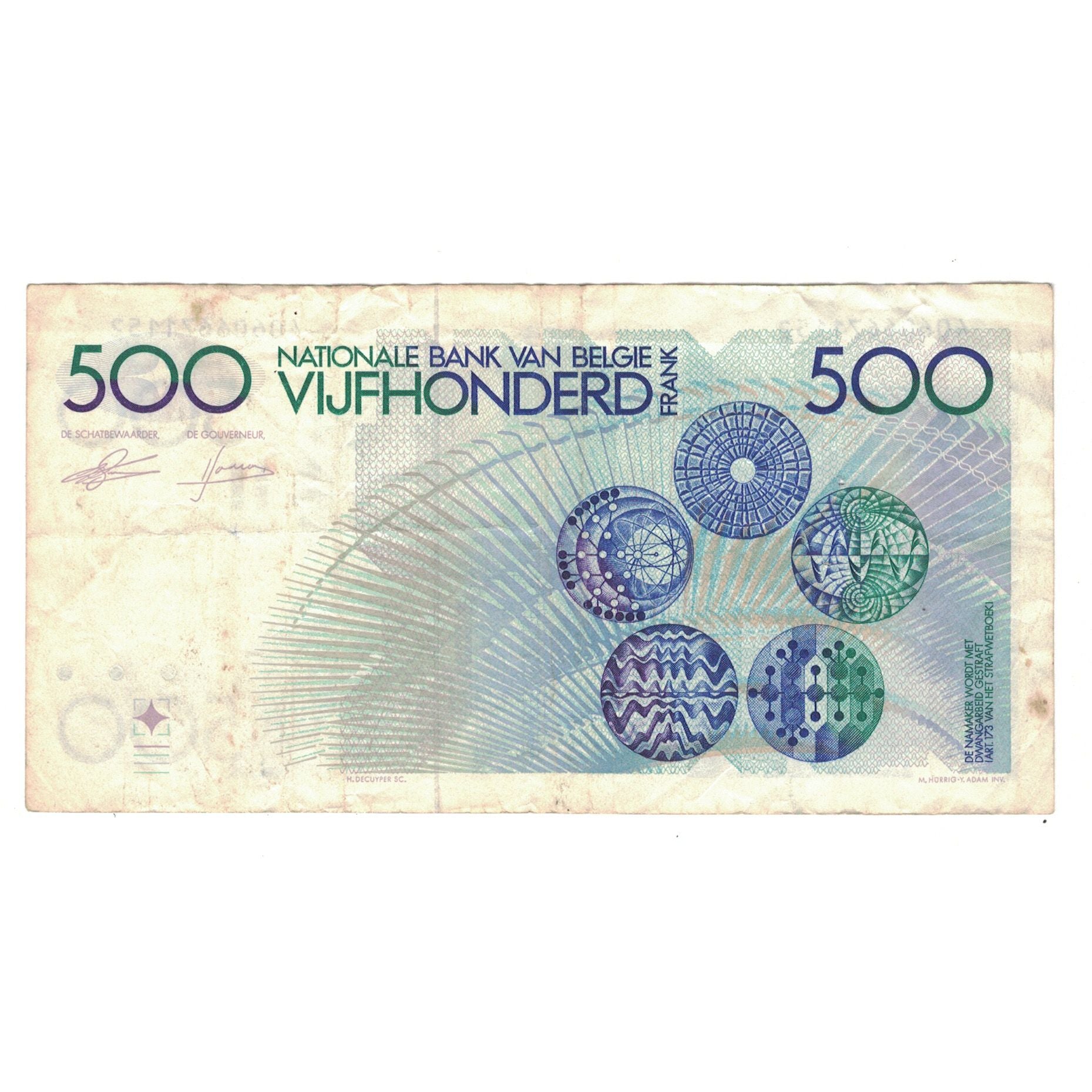 Biljet, België, 500 Francs, KM:143a, TTB